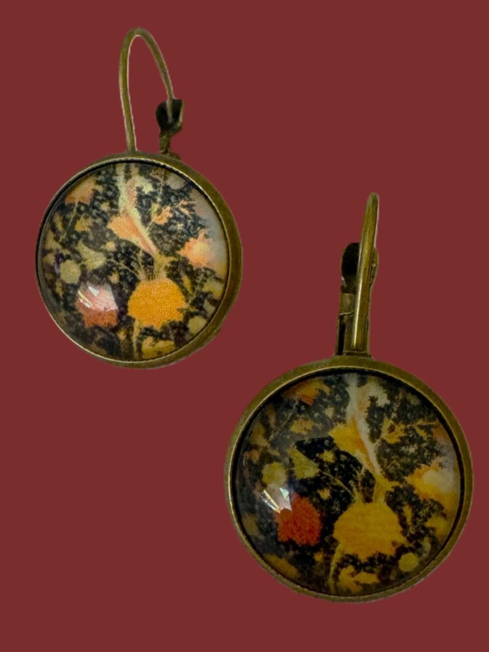 Floral-Celestial Abstract Drop Earrings-Handmade NWOT - Picture 6 of 12